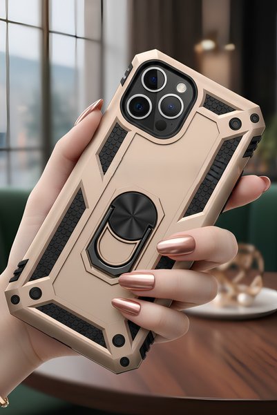 TechTrove Apple iPhone 12 Pro Max Case Magnetic Tpu Tank Cover with Ring Stand