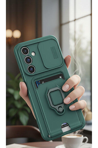 Hatreds Samsung Galaxy S24 FE Kılıf Lüx Tasarım Yüzüklü +İpli Lens Korumalı 3...