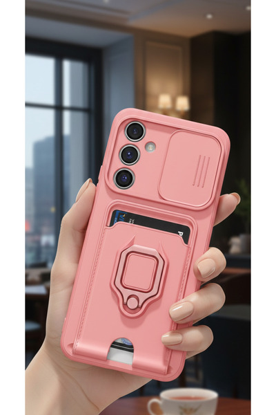 Hatreds Samsung Galaxy A56 Kılıf Lüx Tasarım Yüzüklü +İpli Lens Korumalı 3in1...