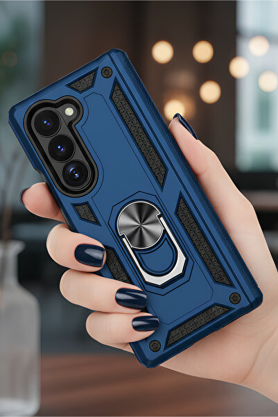 Hatreds Galaxy Z Fold 6 Kılıf Tank Tasarımlı Yüzüklü Stand Olabilen Kapak