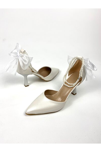 Gloriys Ayakkabı & Çanta Leather Ankle-Pearl Embellished 9 cm Heel Engagement...