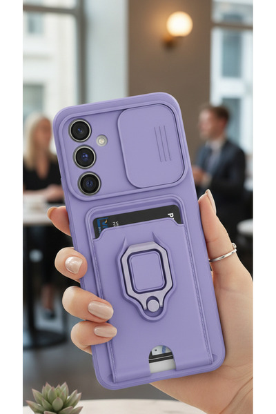 AQUA AKSESUAR Samsung Galaxy A14 4G Uyumlu Kılıf Lüx Tasarım Yüzüklü +İpli Le...