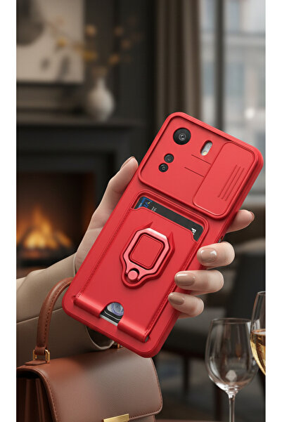 Hatreds Xiaomi Poco C65 Uyumlu Kılıf Lüx Tasarım Yüzüklü +İpli Lens Korumalı ...