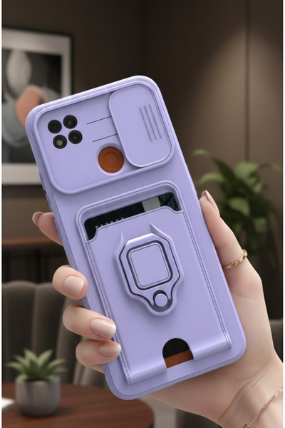 AQUA AKSESUAR Xiaomi Redmi 9c Kılıf Ipli Ve Lens Korumalı Renkli Yüzüklü Askı...