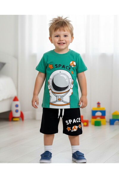 Egelite Set de tricou și pantaloni scurți de vară cu tematică spațială pentru...