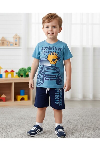 voyyo kids baby Σετ καλοκαιρινό μπλουζάκι και σορτς με στάμπα αγοριού (4-8 ετ...