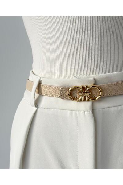 ERDESIGNN Curea bej pentru femei, curea cu detalii aurii, curea combinată, cu...