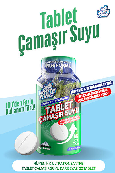 White King Çamaşır Suyu Tableti Hijyenik Ultra Konsantre 32 Tablet Kar Beyazı