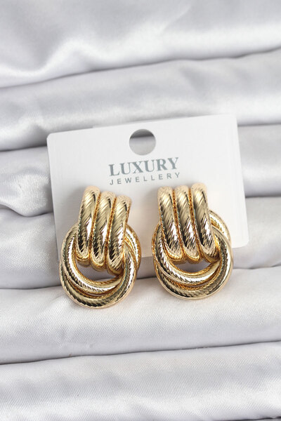 Skygo Gold Color Ring Model Brass Women's Earrings - Tj-Bkp11352