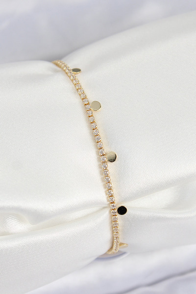 Skygo Brass Zircon Stone Crushed Chain Row Model Gold Color Women's Bracelet ...