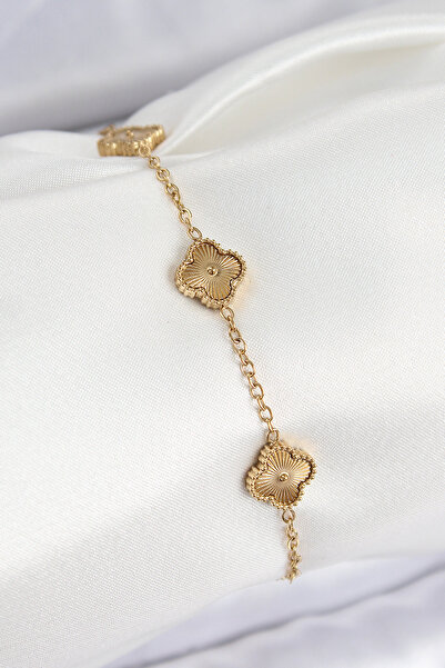 Skygo سوار نسائي من الفولاذ 316L بلون ذهبي البرسيم - TJ-BB7675