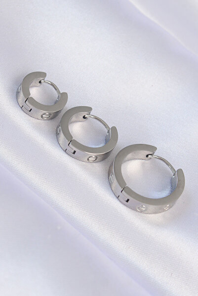 Skygo 316L Steel Silver Color Model 3-Piece Hoop Earrings - Tj-Bkp9010