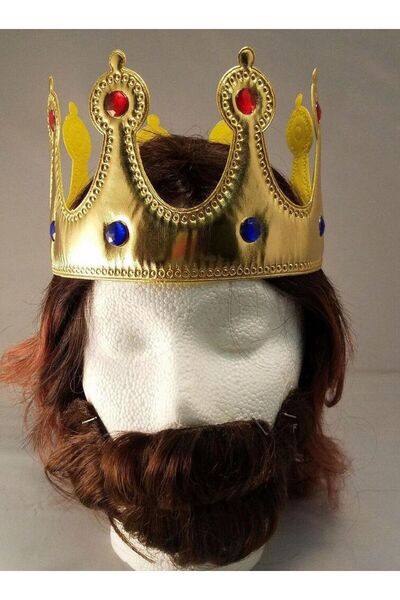 Skygo Children's King Crown Made of Gold Color Fabric Material 57 cm