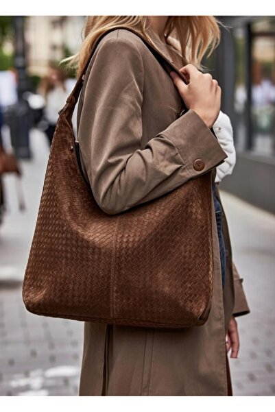 themoiss The Moiss Brown Suede Knitted Textured Casual Look and Large Volume ...