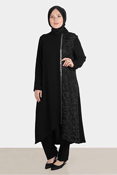 Alvina TAŞ ŞERİT DETAYLI GÜPÜRLÜ İKİLİ PANT. TAKIM 30274