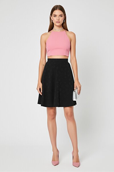 Karl Lagerfeld تنورة نسائية بطبعة كاملة على شكل حرف A، باللون الأسود