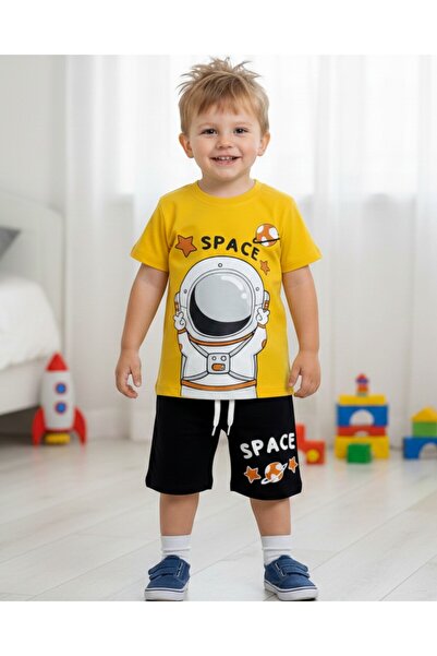 Egelite Set de tricou și pantaloni scurți de vară cu tematică spațială pentru...