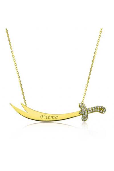 Inure Jewelry Gümüş Gold İsimli Zülfikar Kılıcı Kolye