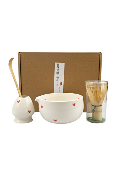 Choice طقم مكون من 4 قطع من ريد هارت (2/4/5/6 قطع) يتضمن وعاء ماتشا على الطري...