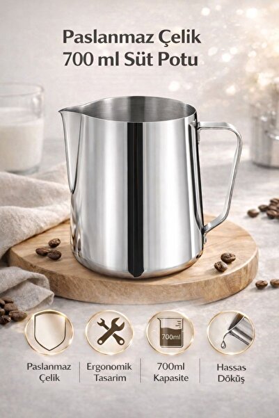Epinox Süt Potu Barista Pitcher - Paslanmaz Çelik | 700 ml