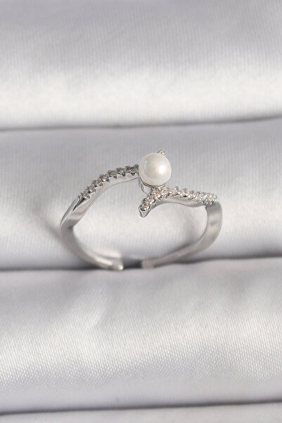 Skygo خاتم نحاسي فضي اللون بحجر الزركون قابل للتعديل - TJ-BYK3548