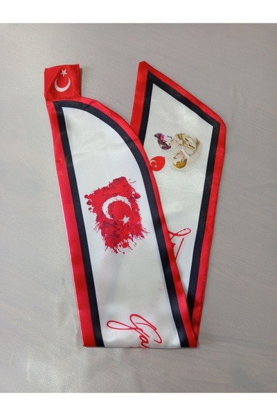GÜLMEYSA Ataturk Children's Themed Turkish Flag Patterned Special Scarf – Scarf Tie Signed by Gazi Mustafa Kemal