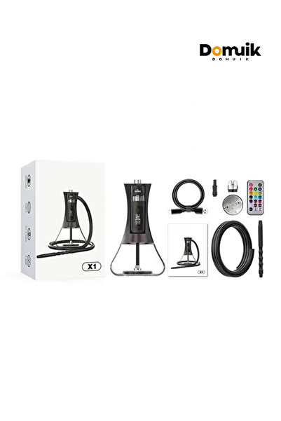 Dobişko طقم شيشة إلكترونية LED باللون الأسود بنمط عربي، قاعدة زجاجية، أنبوب و...