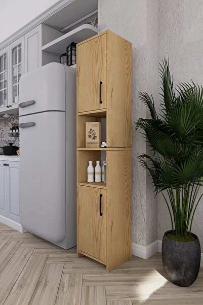 Mirobi Fella 6 Raflı Çok Amaçlı Dekoratif Mutfak Dolabı Çam