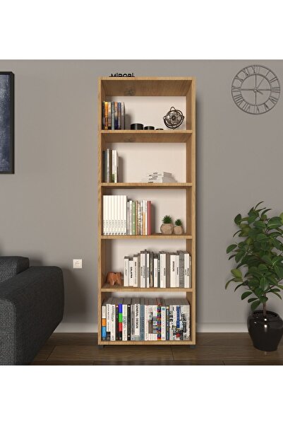 Mirobi Modern 5 Raflı Kitaplık Dekoratif Kitaplık Çam