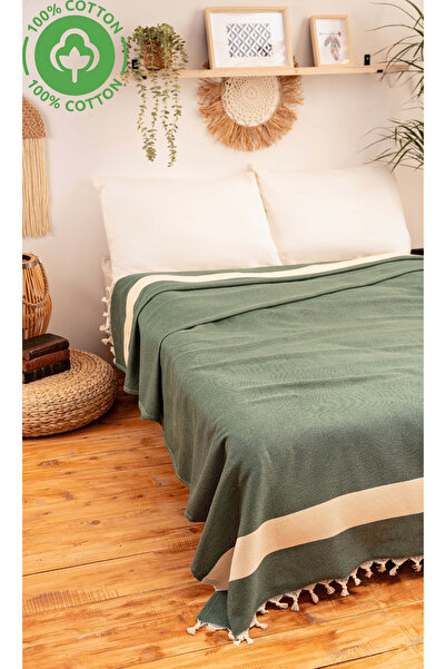 DNRYSL غطاء سرير مفرد من القطن 100% مع شراشيب، مقاس 160×220 سم