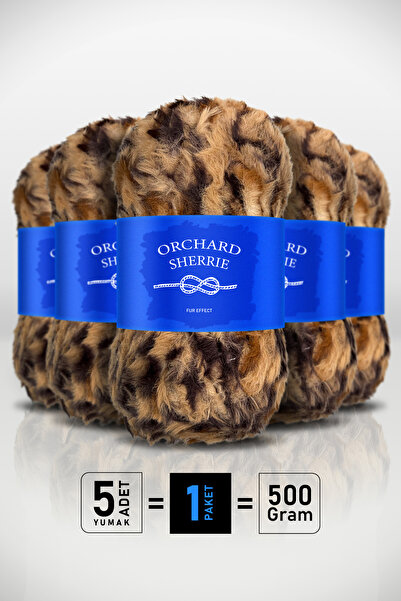 Leopar - 5'li Paket - 100gr/60m - Tavşan Tüyü - Kalın Kürk Peluş Örgü İpi