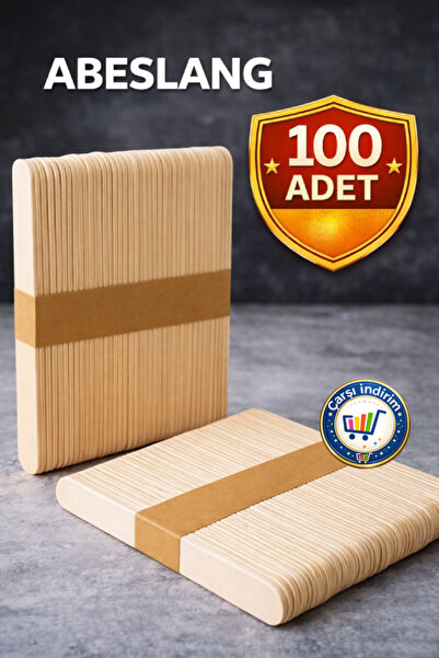 nistabolje 100 Adet Geniş Dil Çubuğu Ahşap Büyük Abeslang Dondurma Dil Basma ...