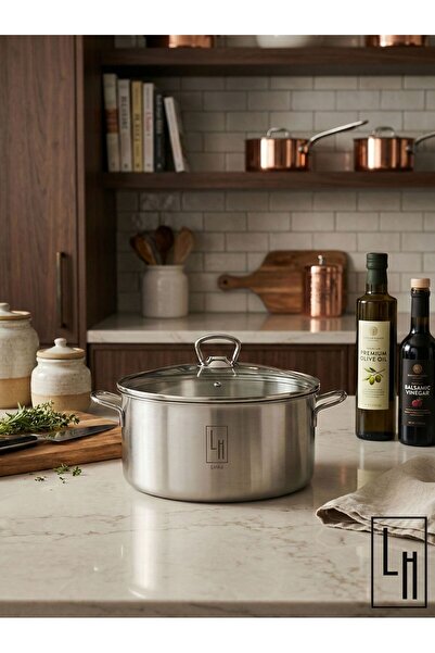 LinkaHome Steel Frying Pan Fryer with Glass Lid 22cm