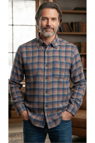 ADVANTE %100 Pamuk Uzun Kollu Cepli Kışlık Klasik Erkek Gömlek