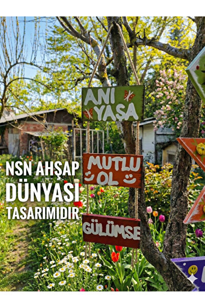 Home 8×15 Cm Lik 3 Adet Plaka,renkli Ağaç Süsü, Kişiselleştirilebilir Panolar...