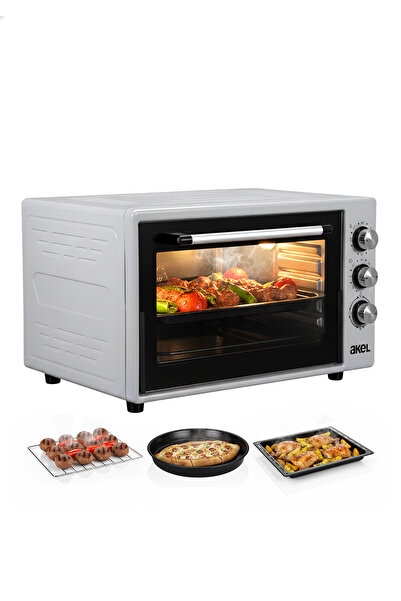 Akel AF950L 50 lt Gri Midi Fırın, İç aydınlatmalı, Zaman Ayarlı, Izgara ve Fı...
