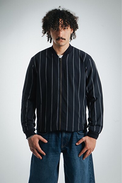 Super Rare Midnight Lines Striped Regular Fit Men's Jacket