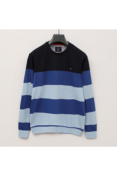 Dio Rise Men's Long Sleeve Slim Sweater - (M-3Xl) - Czt-175 - Blue - Navy Blue