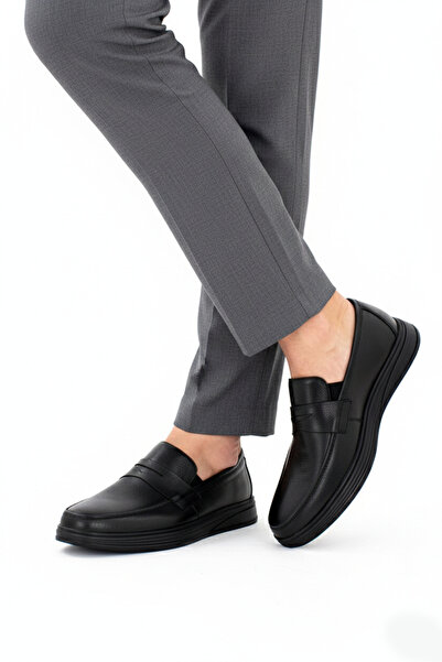 Deripabuc حذاء كاجوال جلد طبيعي أسود للرجال من الجلد Mrd7-0710