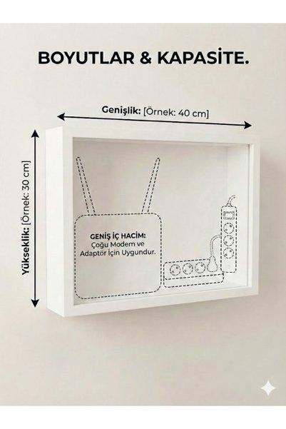 wudie Dekoratif Modem Saklama Kutusu Sürgülü Modem Kutusu Tablo Sigorta Panosu Gizleyici Kablo Düzenleyici