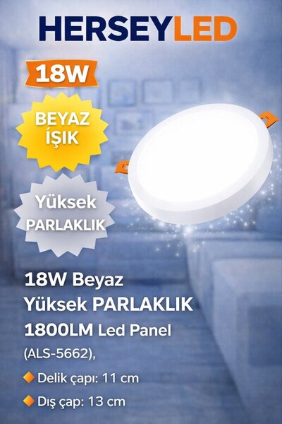 ALLES 12/24 Volt 18w Yüksek Lümen Led Panel - Beyaz Işık