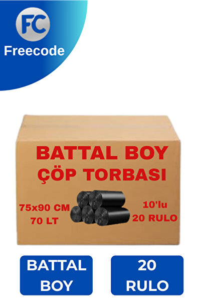 Freecode Standart Battal Boy Çöp Poşeti 75x90 cm Siyah – 20 Paket
