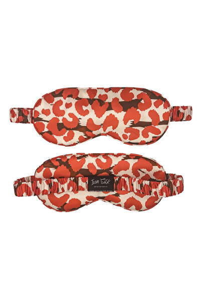 ICON SILK 'Sleep & Glow' Saf İpek Uyku Maskesi Göz Bandı (Red Leopard)