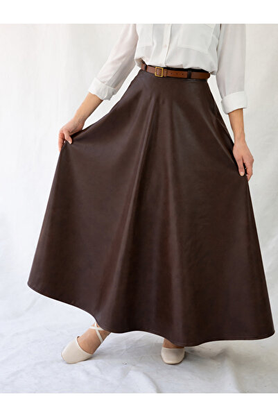YAXİ FUSTA LARGĂ DE PIELE MARO Y talie înaltă MĂRIME MAXI