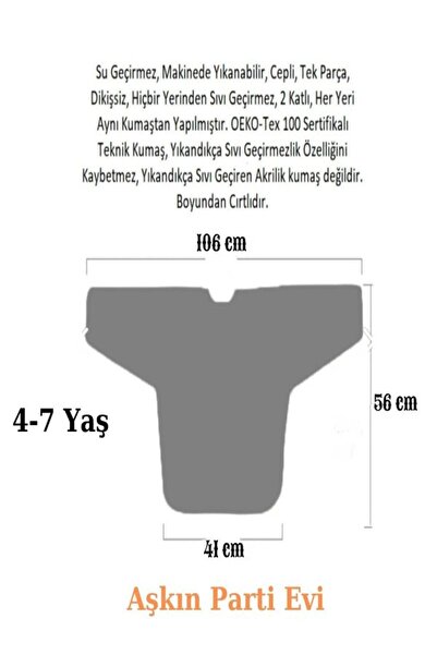 Aşkın Parti Evi 4-7 Yaş,fil Sıvı Geçirmez, Makinede Yıkanabilir, Uzun Kollu Çocuk Faaliyet, Aktivite Boyama Önlüğü