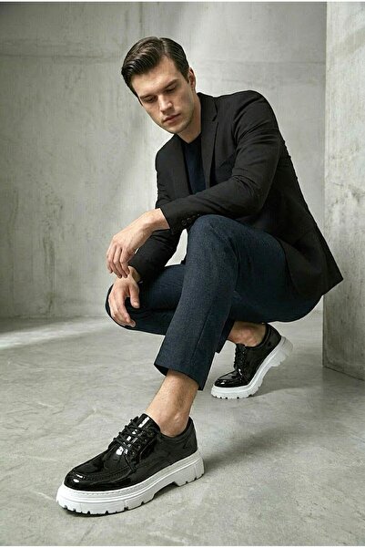 Zerenyus Чоловіче класичне повсякденне взуття преміум-класу з лакованої шкіри...