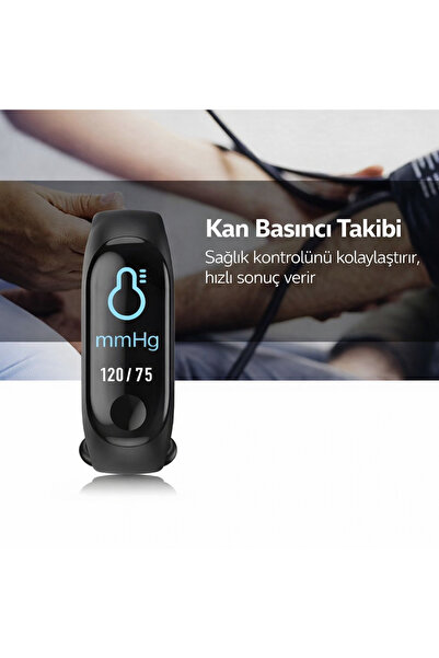 BLUE İNTER M3 Renkli Ekran Nabız Tansiyon Ölçer Akıllı Bileklik Saat