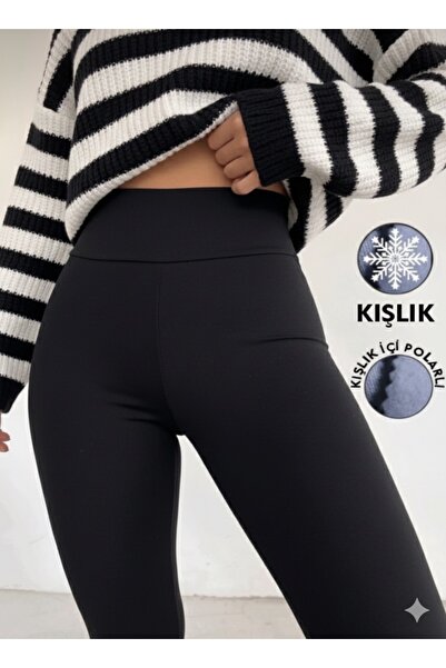 meyou bags Kışlık Toparlayıcı Etkili Siyah Yüksek Bel Günlük Ve Spor Tayt Pan...