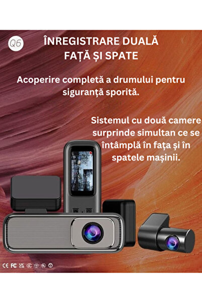 INVICTWIN Cameră Auto de Bord - Siguranță Față-Spate 4K + 1080P, Viziune Nocturnă, Control Parcare, Ecran HD