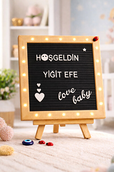 fikirstore Led Işıklı Ahşap Mesaj Panosu Yazı Tahtası Siyah Zemin Beyaz Harf ...